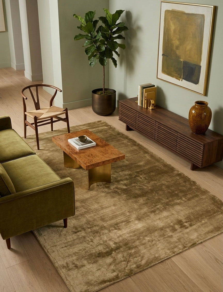 Antique Gold Viscose Handtufted Rugs