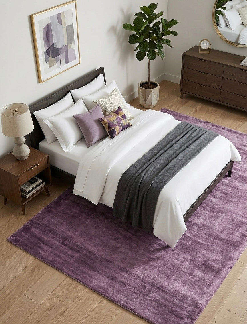 Mauve Plush Viscose Handtufted Rugs