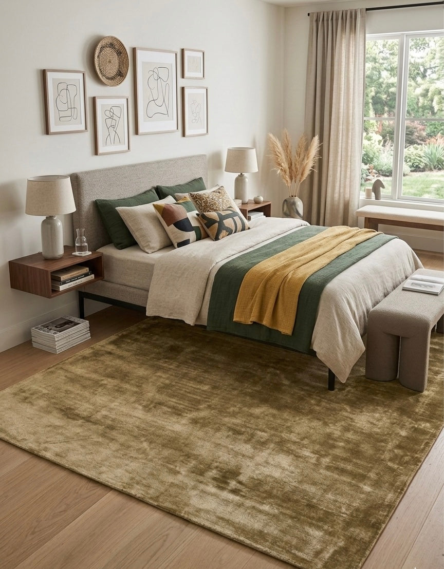 Antique Gold Viscose Handtufted Rugs