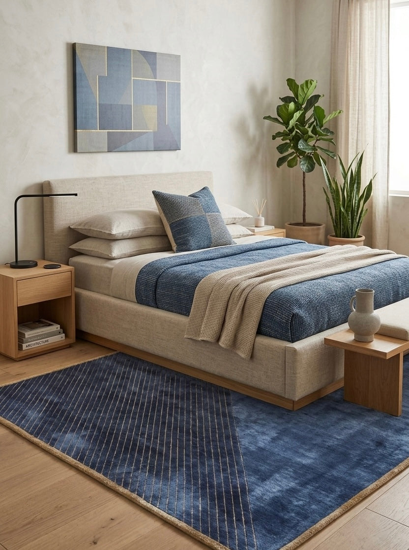 Midnight & Steel Geometric Viscose Handtufted Rugs