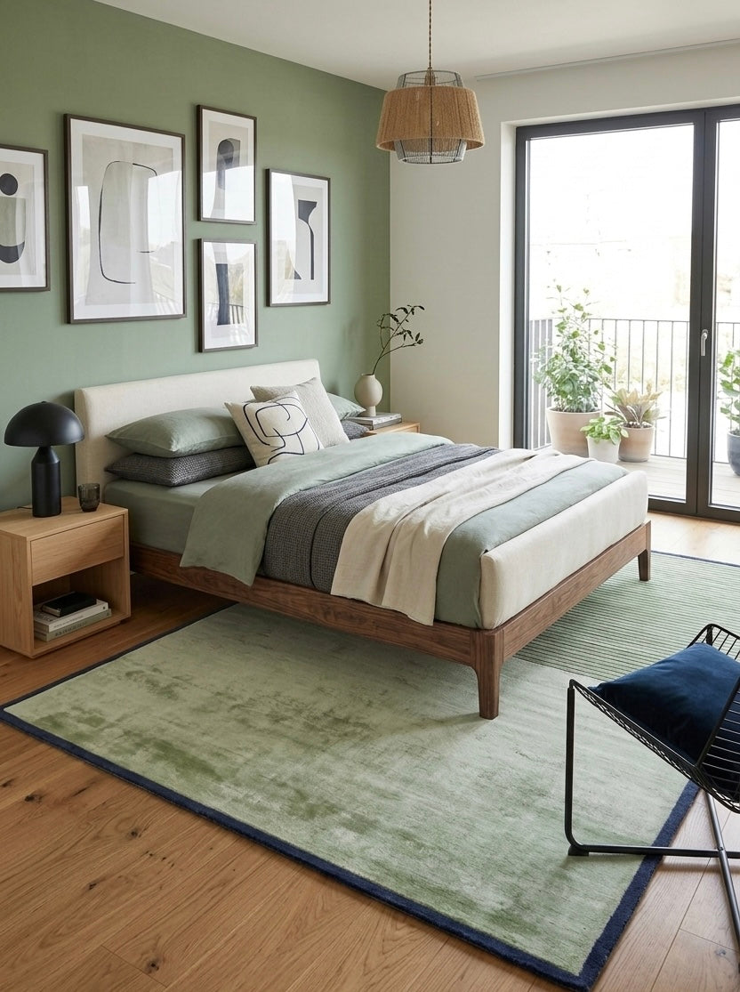 Sage and Slate Linear Viscose Handtufted Rugs