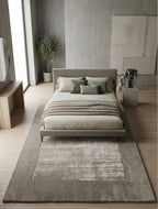 Modern Taupe Bordered Viscose Handtufted Rugs