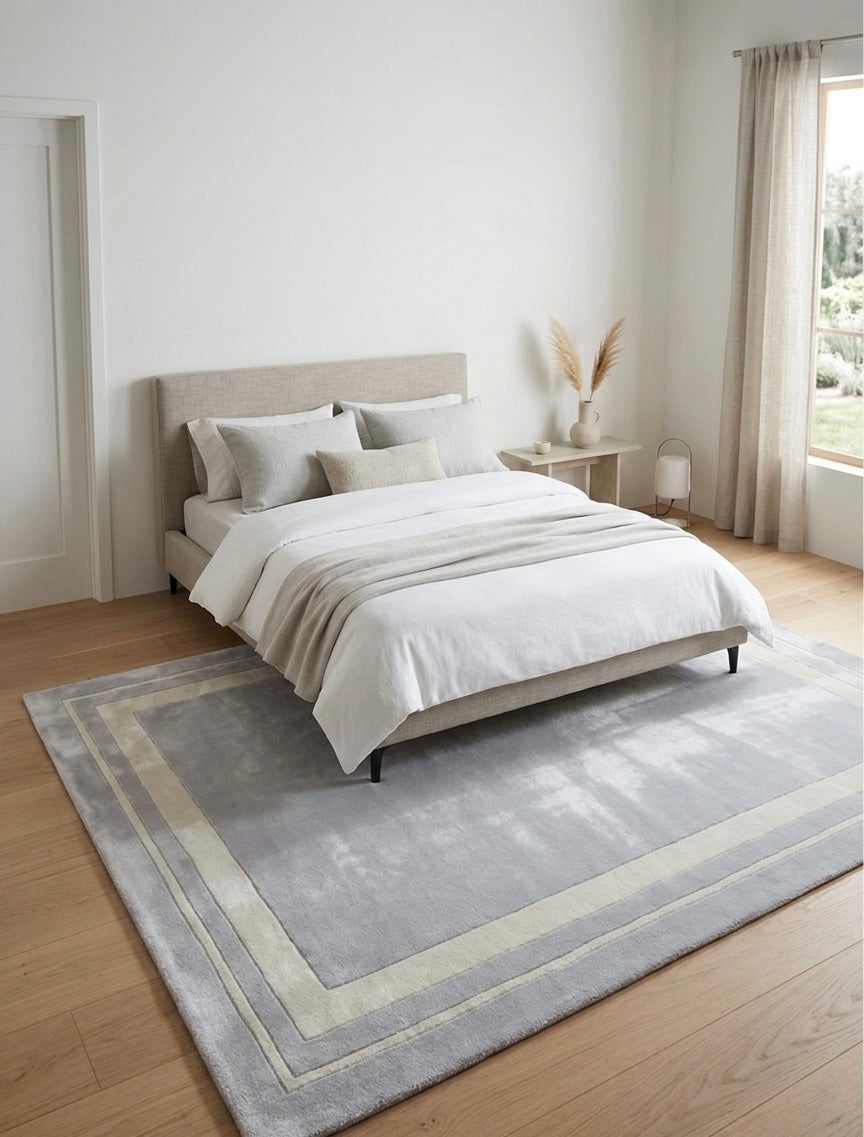 Silver Mist Bordered Handtufted Rugs