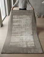 Modern Taupe Bordered Viscose Handtufted Rugs