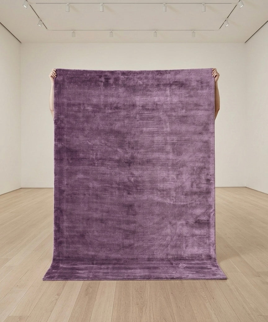 Mauve Plush Viscose Handtufted Rugs
