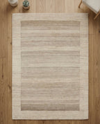 Hand-Knotted Earth-Tone Striped Textured Area Rug