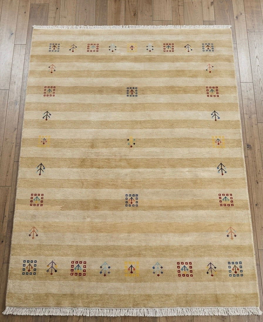 Hand-Knotted Modern Gabbeh Wool Rug