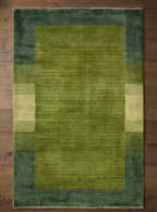 Moss Green Hand-Knotted Transitional Area Rug