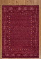Hand-Knotted Burgundy Gabbeh Transitional Wool Rug