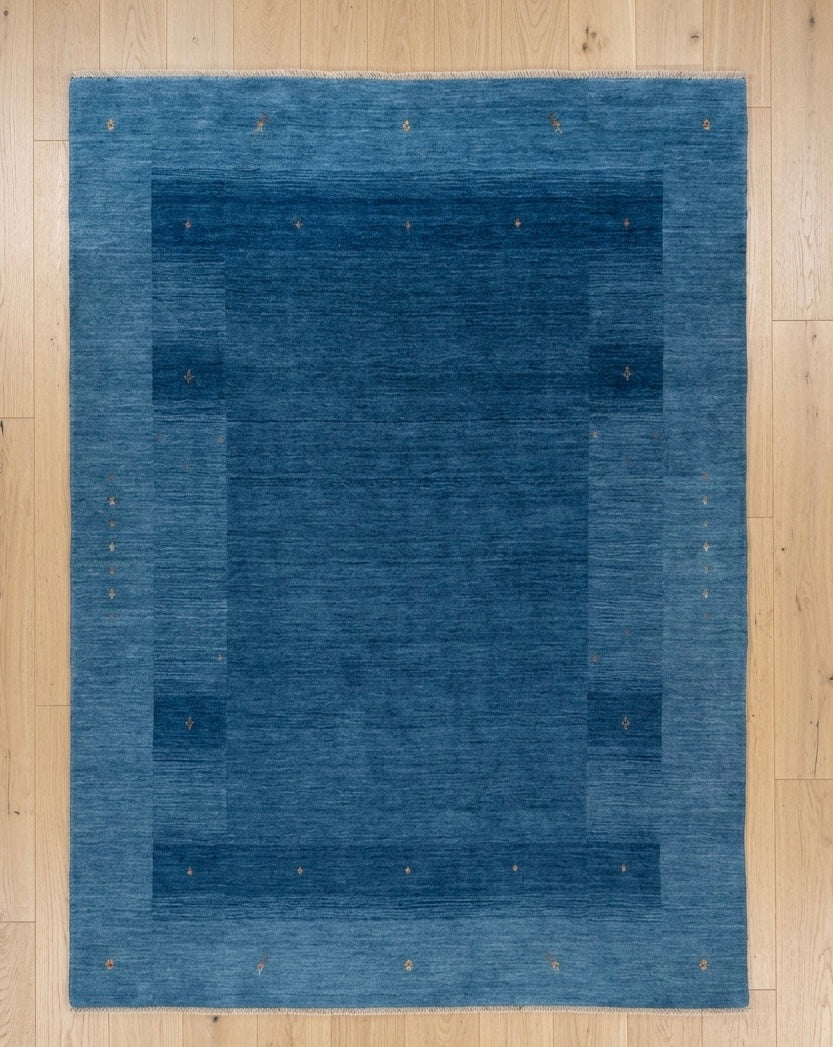 Hand-Knotted Gabbeh Rug - Ocean Blue Tones