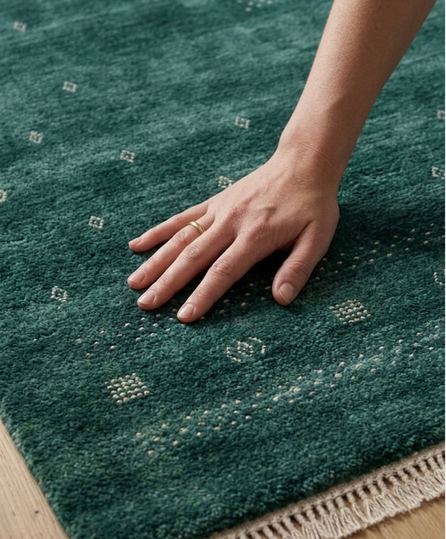 Modern Teal Gabbeh Handknotted Rugs
