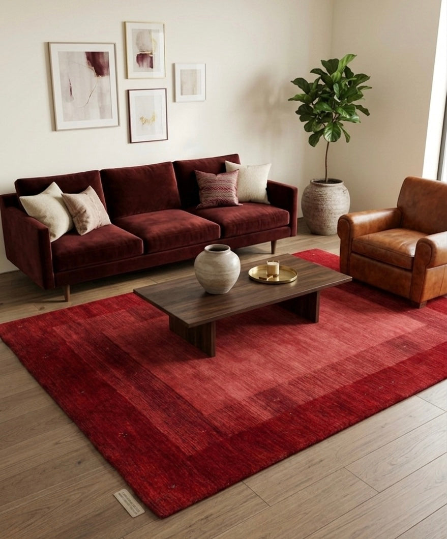 Crimson Gradient Hand-Knotted Wool Area Rug