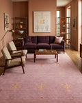 Soft Pink & Mauve Geometric Tree Pattern Rug - Hand-Knotted