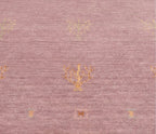 Soft Pink & Mauve Geometric Tree Pattern Rug - Hand-Knotted