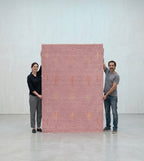 Soft Pink & Mauve Geometric Tree Pattern Rug - Hand-Knotted