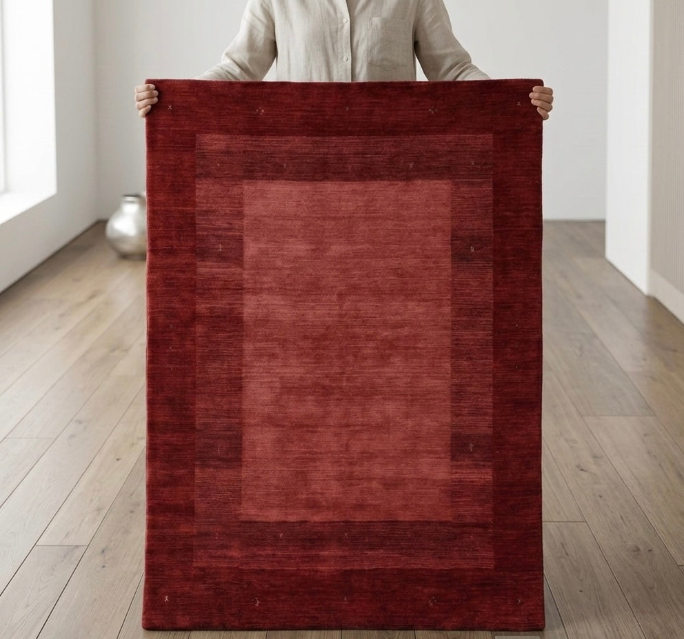 Crimson Gradient Hand-Knotted Wool Area Rug