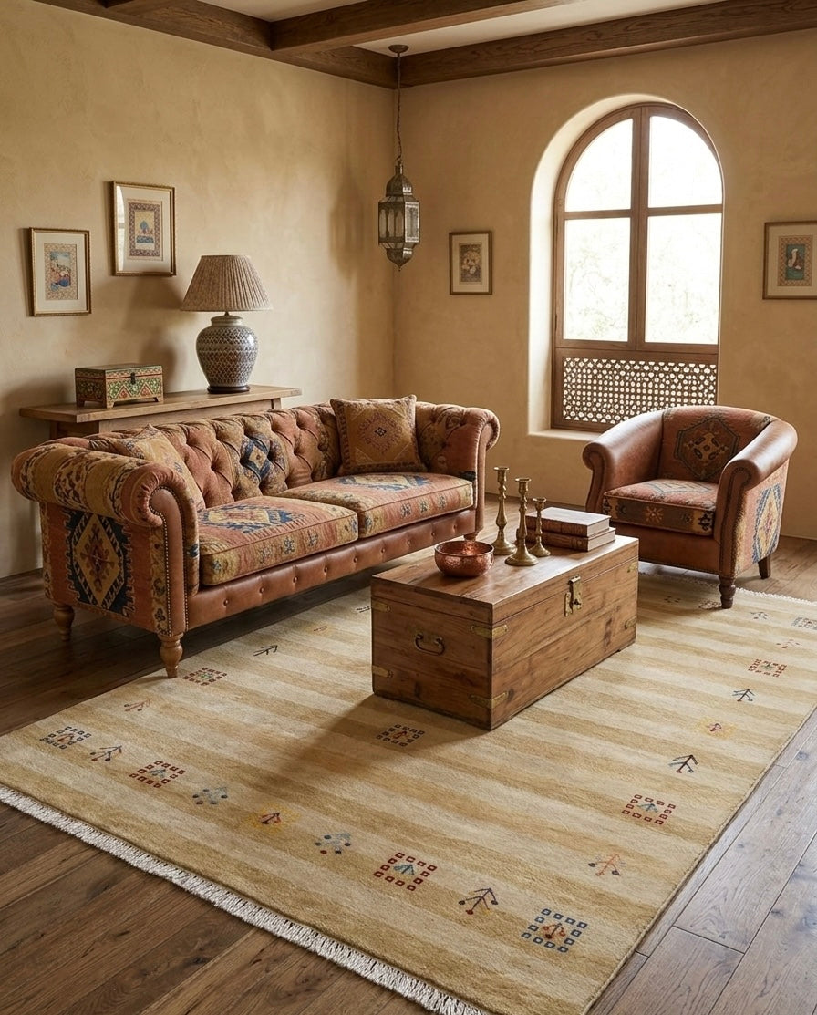 Hand-Knotted Modern Gabbeh Wool Rug