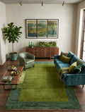 Moss Green Hand-Knotted Transitional Area Rug