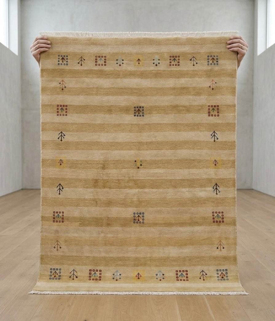 Hand-Knotted Modern Gabbeh Wool Rug