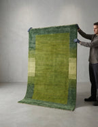 Moss Green Hand-Knotted Transitional Area Rug