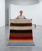 Earth-Tone Multi-Stripe Hand-Knotted Rug
