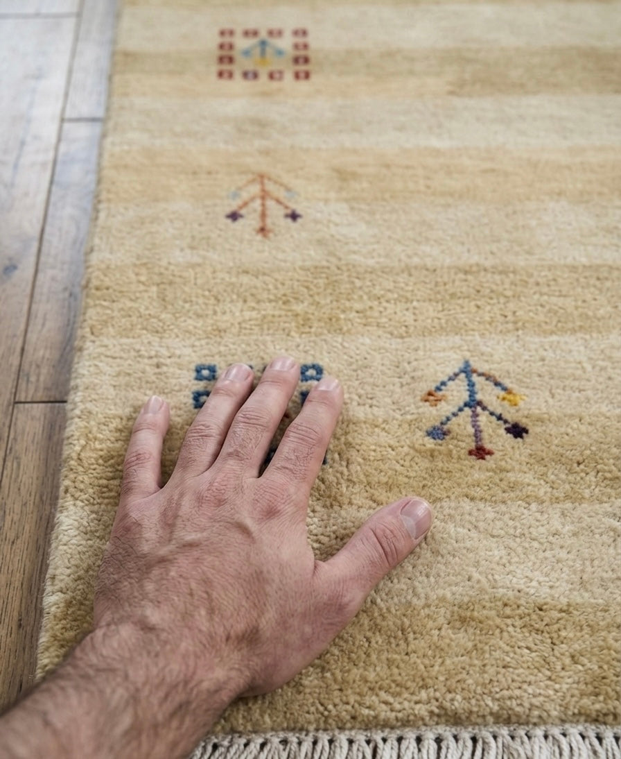 Hand-Knotted Modern Gabbeh Wool Rug