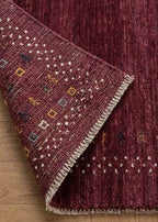 Hand-Knotted Burgundy Gabbeh Transitional Wool Rug