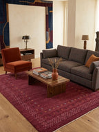 Hand-Knotted Burgundy Gabbeh Transitional Wool Rug