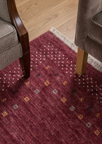Hand-Knotted Burgundy Gabbeh Transitional Wool Rug