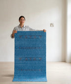 Hand-Knotted Sky Blue Gabbeh Rug with Tribal Floral Accents