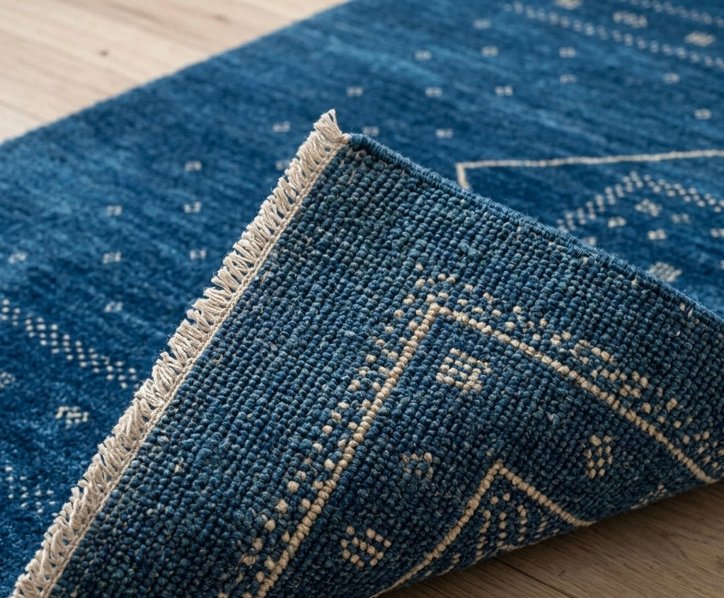Midnight Indigo Gabbeh Hand-Knotted Rug