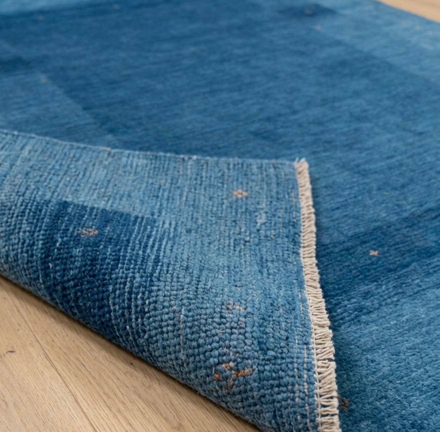 Hand-Knotted Gabbeh Rug - Ocean Blue Tones