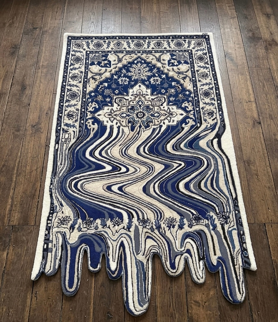 The Liquid Persian Blue Glitch Hand-Tufted Rug