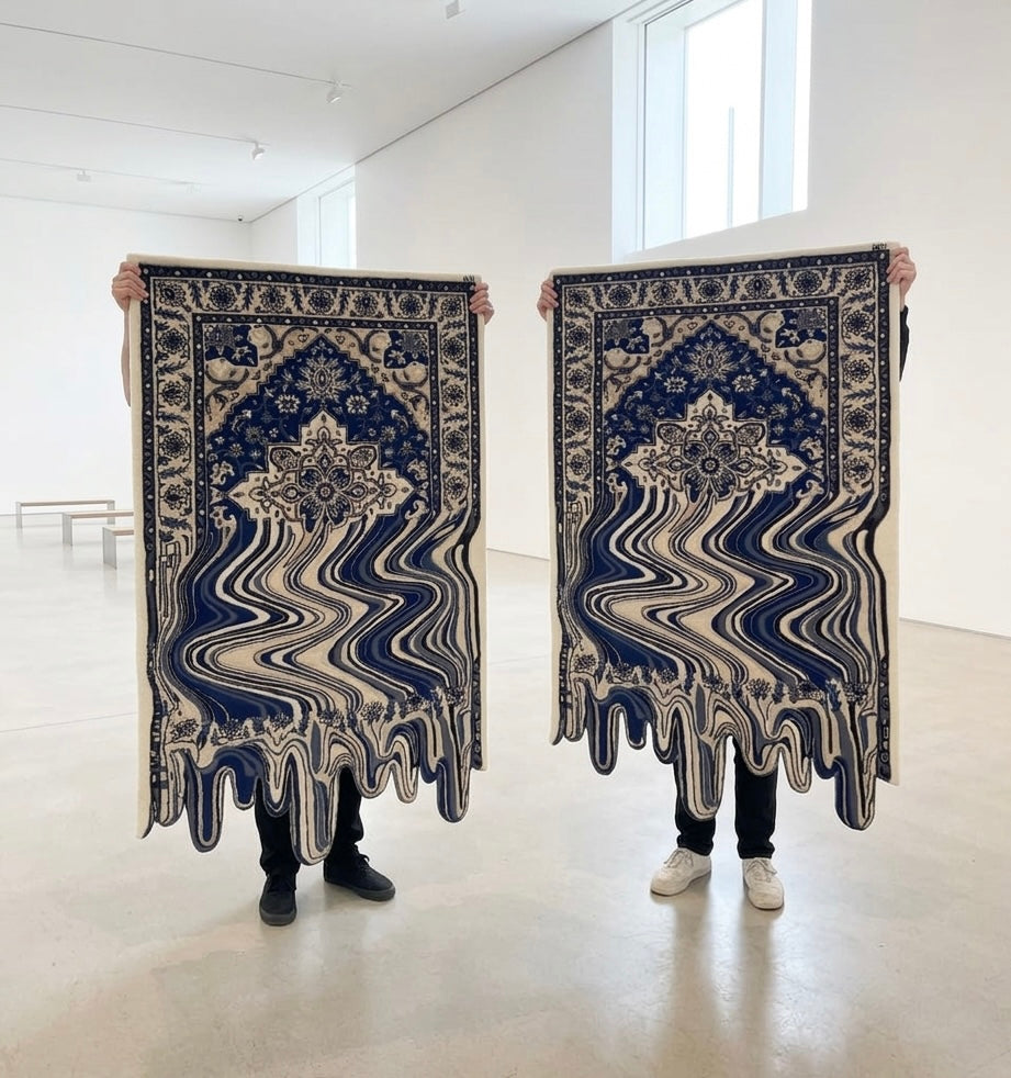 The Liquid Persian Blue Glitch Hand-Tufted Rug