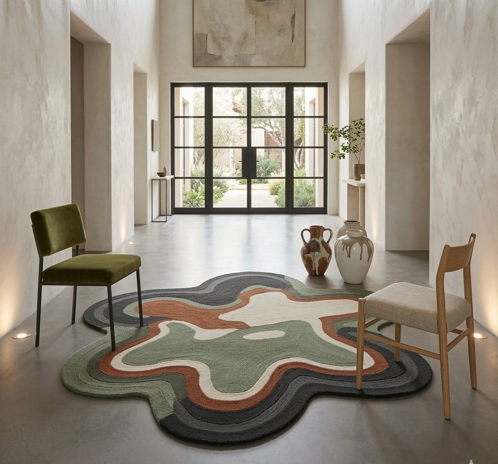 Oscillation in Slate Irregular Rugs
