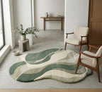 Green & Cream Irregular Rugs