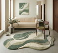 Green & Cream Irregular Rugs