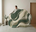 Green & Cream Irregular Rugs