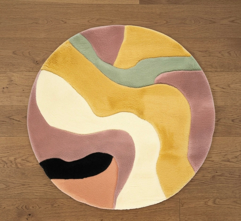 Wave Multicolor Round Rug