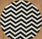 Black and White Chevron Round Rug
