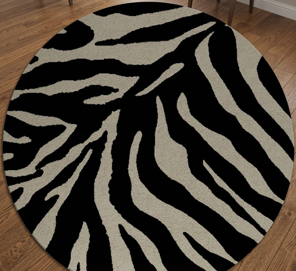 Zebra Stripes Round Area Rug.