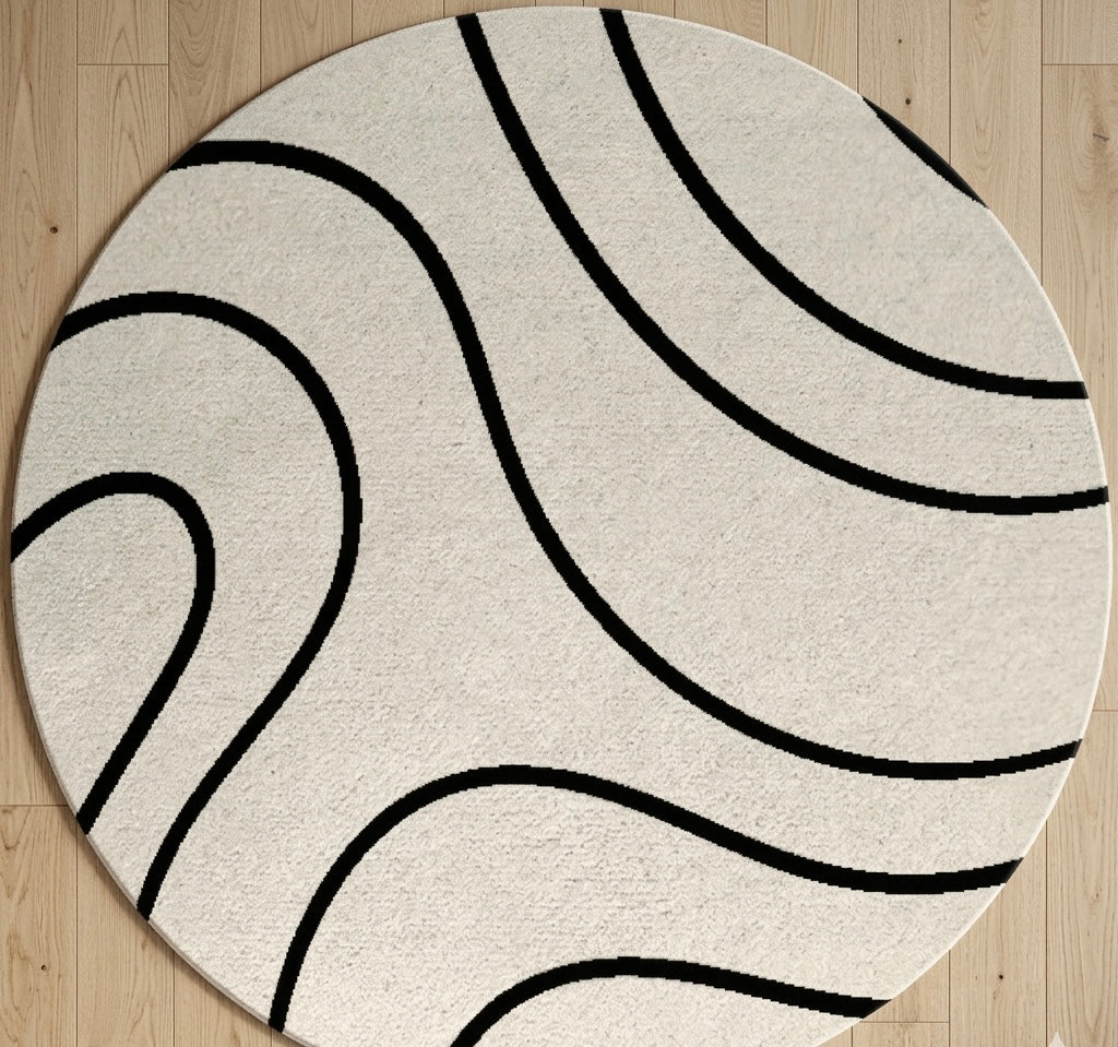Round Zebra Print Rug