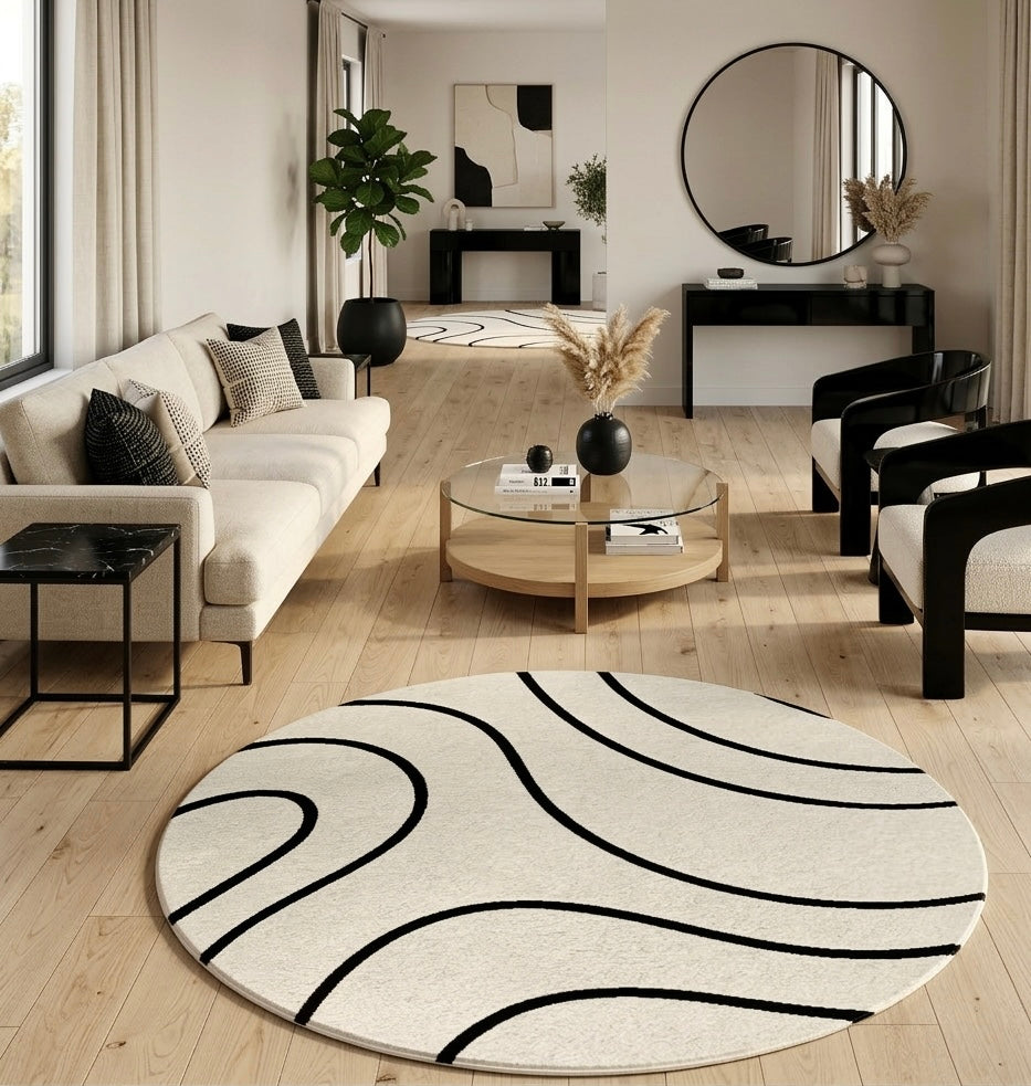 Round Zebra Print Rug
