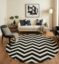 Black and White Chevron Round Rug