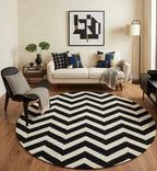 Black and White Chevron Round Rug