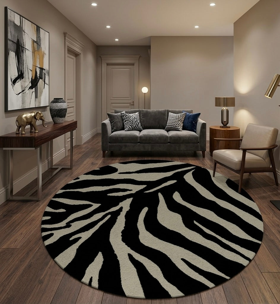 Zebra Stripes Round Area Rug.