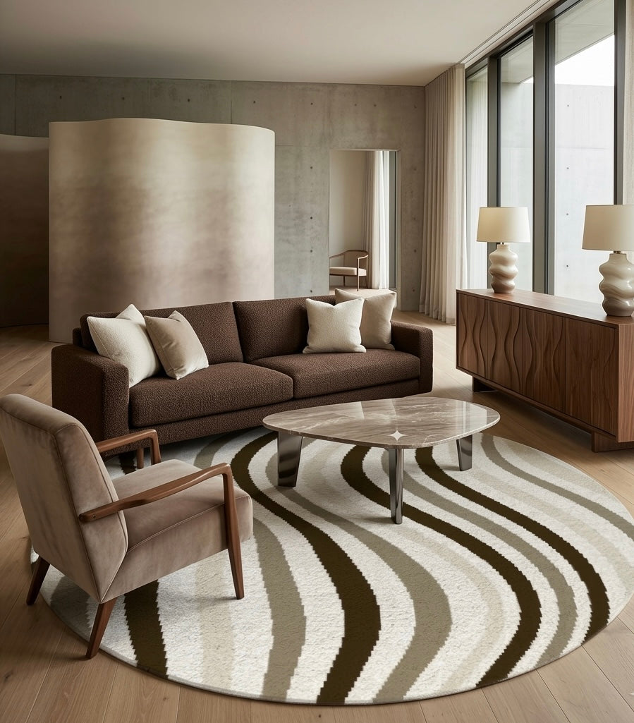 Earth Tone Ripple Round Rugs