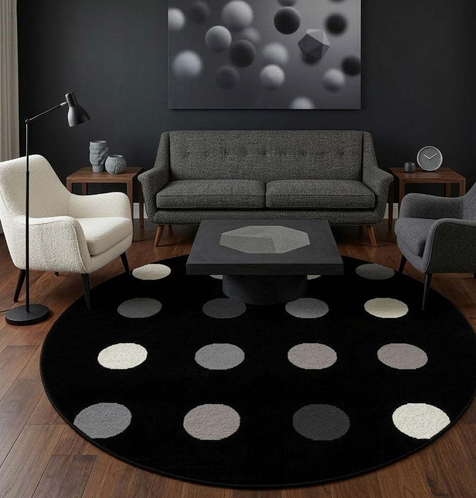 Modern Polka Dot Round Rug
