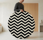 Black and White Chevron Round Rug
