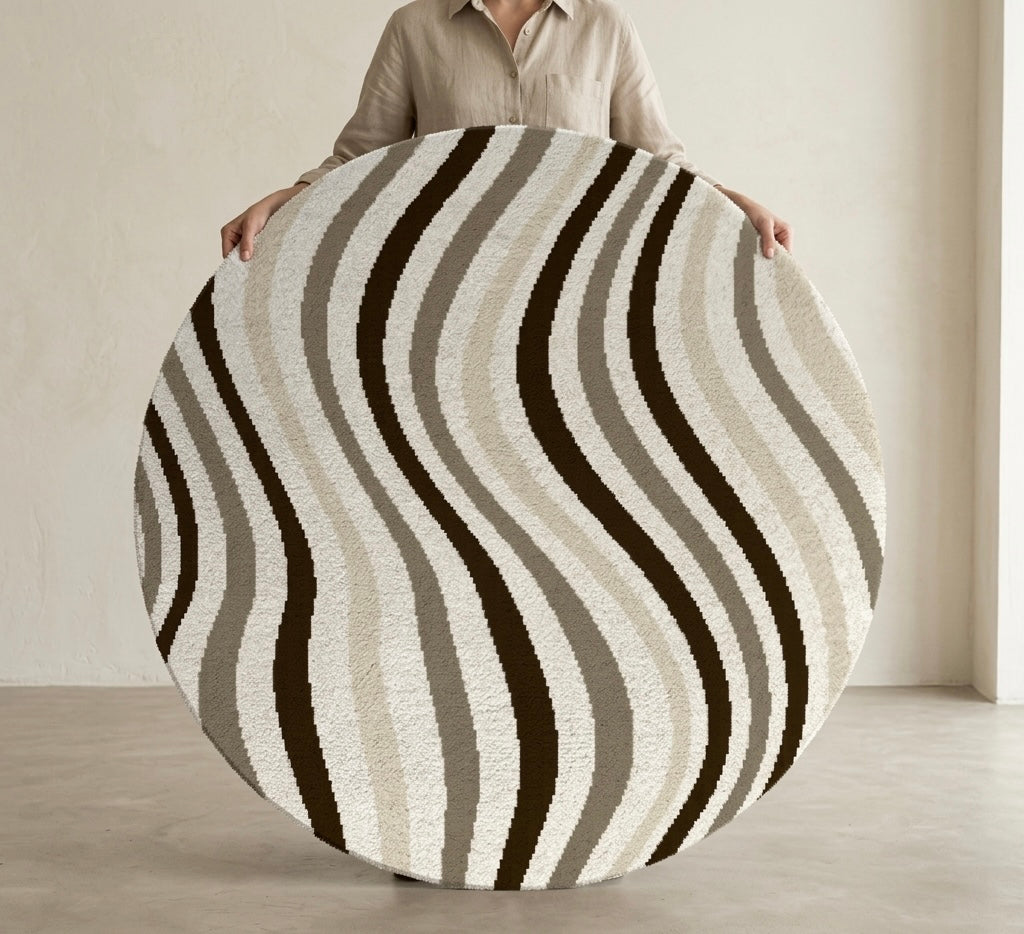 Earth Tone Ripple Round Rugs